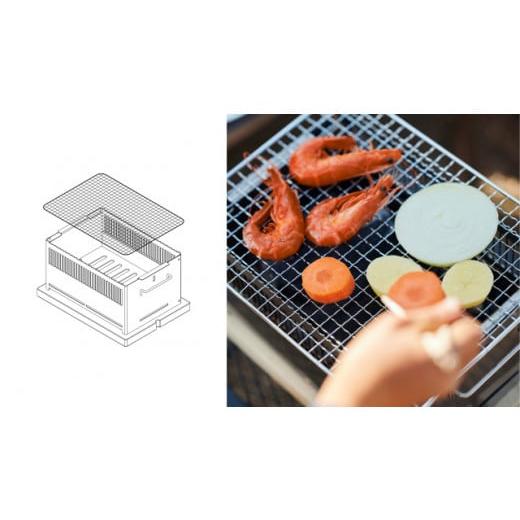 ふるさと納税 アウトドアグッズ 岐阜県 大垣市  Hot Camp ＋Base基本セット (炭火串焼き・網焼き器) 耐熱黒塗装タイプ_5