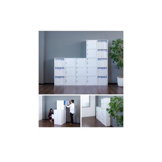ふるさと納税 木工品・竹工品 和歌山県 海南市 A4ファイル収納 3段 扉＆カギ付きタイプ ホワイト aku100706501 ホワイト aku100706501の画像