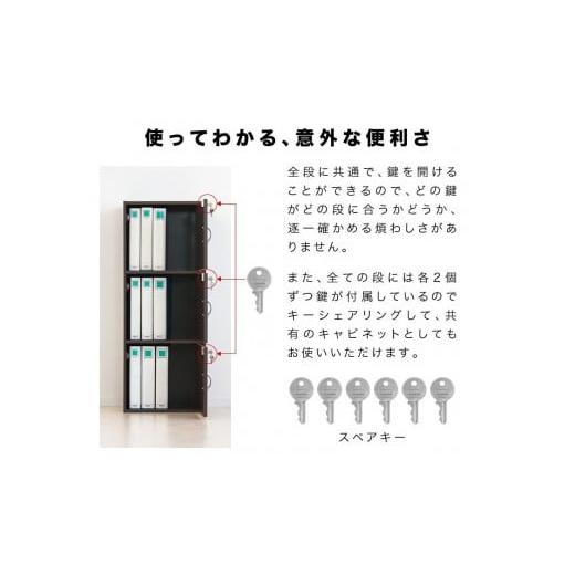 ふるさと納税 木工品・竹工品 和歌山県 海南市 A4ファイル収納 3段 扉＆カギ付きタイプ ダークブラウン aku100706502 ダークブラウン aku100706502の画像