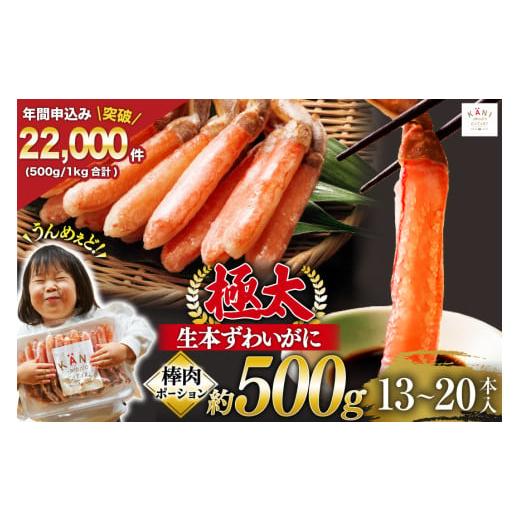ふるさと納税 カニ ずわいガニ 宮城県 気仙沼市 極太 生本ずわいがに 棒肉ポーション 約500g 13本〜20本入り 殻剥き不要 脚肉のみ カネダイ 宮城県 気仙沼市 2…