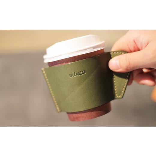ふるさと納税 食器・グラス 栃木県 栃木市 minca 栃木レザーのカップスリーブSサイズ 自宅、オフィス、キャンプシーンでのカフェタイムに/オリーブ 660 日…