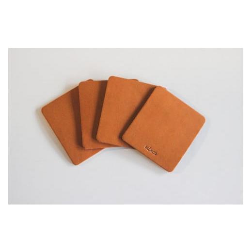 ふるさと納税 食器・グラス 栃木県 栃木市 minca 栃木レザーのコースター4枚セット 自宅、オフィス、キャンプシーンでのカフェタイムに/キャメル 667 日用…