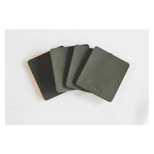 ふるさと納税 食器・グラス 栃木県 栃木市 minca 栃木レザーのコースター4枚セット 自宅、オフィス、キャンプシーンでのカフェタイムに/オリーブ 667 日用…