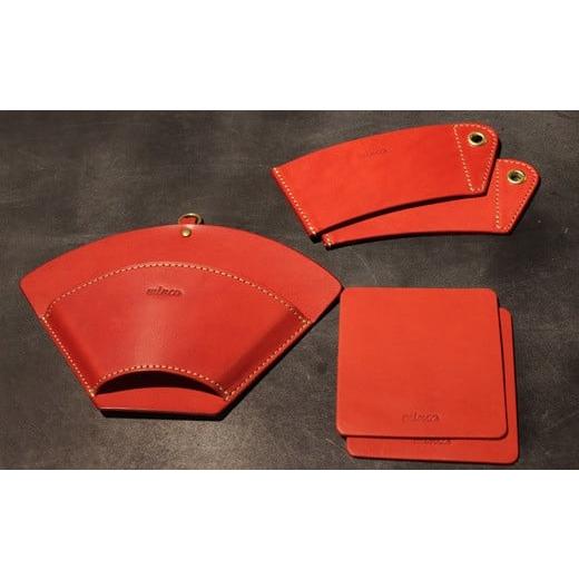 ふるさと納税 食器・グラス セット 栃木県 栃木市 minca 栃木レザーのカフェグッズ3アイテム5点セット 自宅、オフィス、キャンプシーンでのカフェタイムに/…