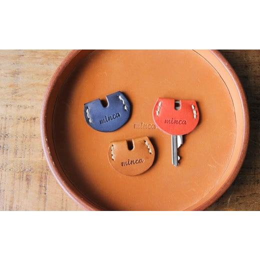 ふるさと納税 ファッション 栃木県 栃木市 minca 栃木レザーのキーカバー 3点セット真鍮リング付き ハンドステッチ/キーカバー丸型/キャメル,レッド,ブルー…