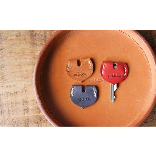 ふるさと納税 ファッション 栃木県 栃木市 minca 栃木レザーのキーカバー 3点セット真鍮リング付き ハンドステッチ/キーカバーハート型/キャメル,レッド,ブ…