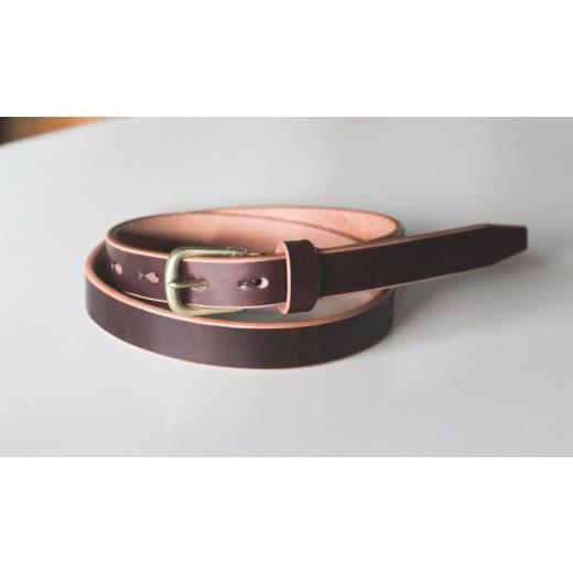 ふるさと納税 小物 栃木県 栃木市 minca 細幅20mmベルト/36インチ 栃木レザーの希少な「ハーネスレザー」使用の贅沢な1枚革のレザーベルト/チョコ/HL-B04…