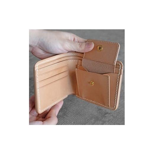ふるさと納税 財布 栃木県 栃木市 栃木レザー使用｜滑らか本革二つ折り財布｜Half wallet 01C｜オリーブ｜minca（全7色） Half wallet 01C／オリーブの画像