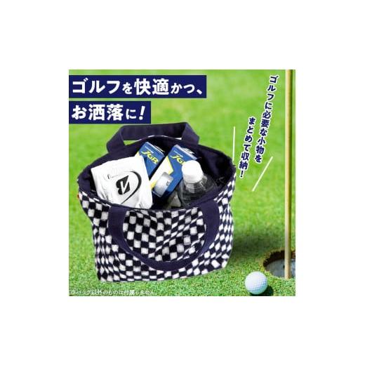 ふるさと納税 ゴルフグッズ バッグ・ケース 福岡県 久留米市 久留米絣ゴルフラウンドトートバック（IM）_久留米絣ゴルフラウンドトートバッグ（IM） 表地 取っ…の画像