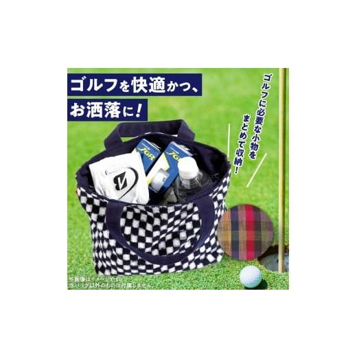 ふるさと納税 ゴルフグッズ バッグ・ケース 福岡県 久留米市 久留米絣ゴルフラウンドトートバッグ（SM）_久留米絣 ゴルフラウンド トートバッグ SM チェック柄…の画像