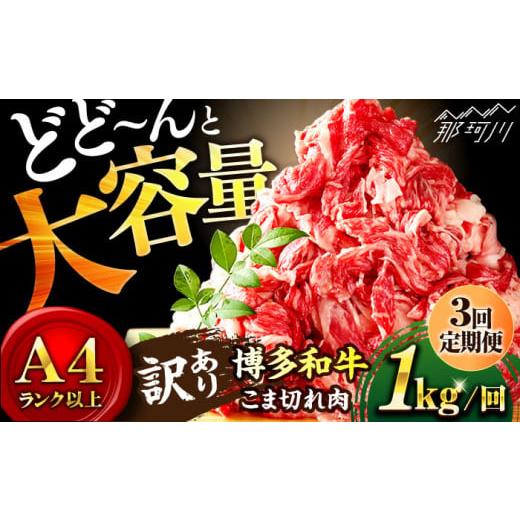 ふるさと納税 福岡県 那珂川市 [全3回定期便][たっぷり大容量!]博多和牛 切り落とし 1000g(500g×2P)[株式会社MEAT PLUS]那珂川市 