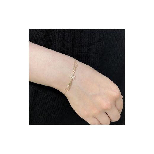 ふるさと納税 アクセサリー ブレスレット 山梨県 甲府市 〈 甲府ジュエリー 〉K18　ゴールド　0.12ct　花型メレダイヤブレスレット　GD-7002(K18YG)