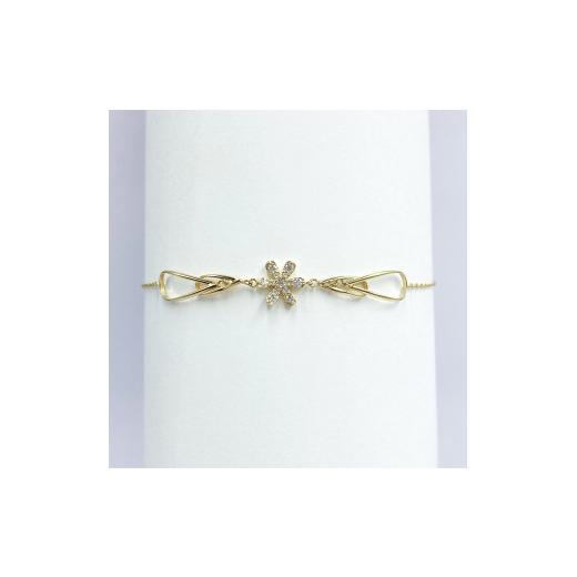 ふるさと納税 アクセサリー ブレスレット 山梨県 甲府市 〈 甲府ジュエリー 〉K18　ゴールド　0.12ct　花型メレダイヤブレスレット　GD-7002(K18YG)