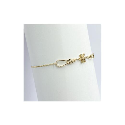 ふるさと納税 アクセサリー ブレスレット 山梨県 甲府市 〈 甲府ジュエリー 〉K18　ゴールド　0.12ct　花型メレダイヤブレスレット　GD-7002(K18YG)