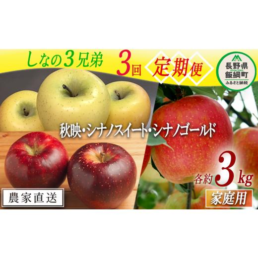 ふるさと納税 長野県 飯綱町 旬のりんご しなの3兄弟 [ 定期便 ] 家庭用 3kg × 3回 大友農場 エコファーマー認定 沖縄県への配送不可 2024年10月上旬頃から…