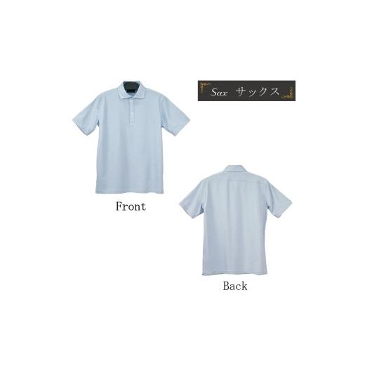 ふるさと納税 服 男 愛媛県 松山市 半袖バーズアイカラーポロシャツ(2021-PM5)サックス サイズ選択 L L