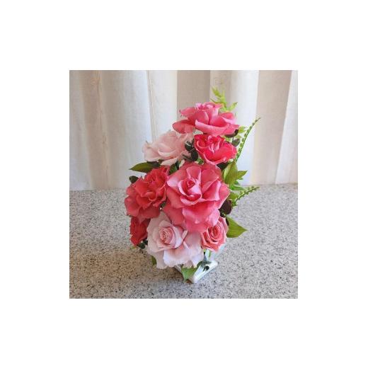 ふるさと納税 花・苗木 愛知県 名古屋市 大輪のバラの花が咲き誇るプリザーブドフラワー・bell薔薇（クリアケース入り）　ピンク系 （2）ピンク系