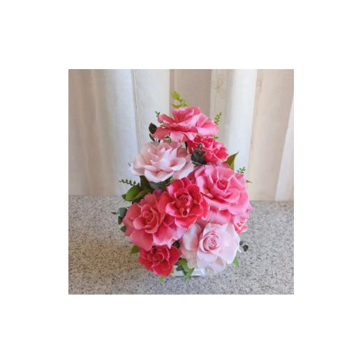 ふるさと納税 花・苗木 愛知県 名古屋市 大輪のバラの花が咲き誇るプリザーブドフラワー・bell薔薇（クリアケース入り）　ピンク系 （2）ピンク系