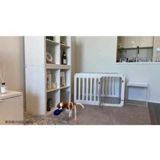 ふるさと納税 東京都 国立市 アルミ ドッグ ケージ 100cm (ホワイト×ライトグレー) 犬 中型犬 大型犬