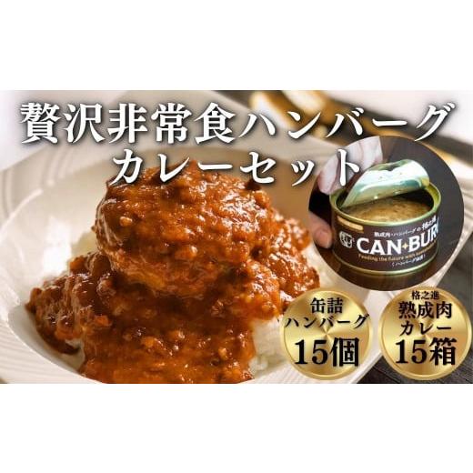 ふるさと納税 加工品等 レトルト 岩手県 一関市 [格之進]贅沢非常食メガ盛りセット 格之進 門崎熟成肉カレー15個、缶詰ハンバーグ(ハンバーグオイル漬)15個 …