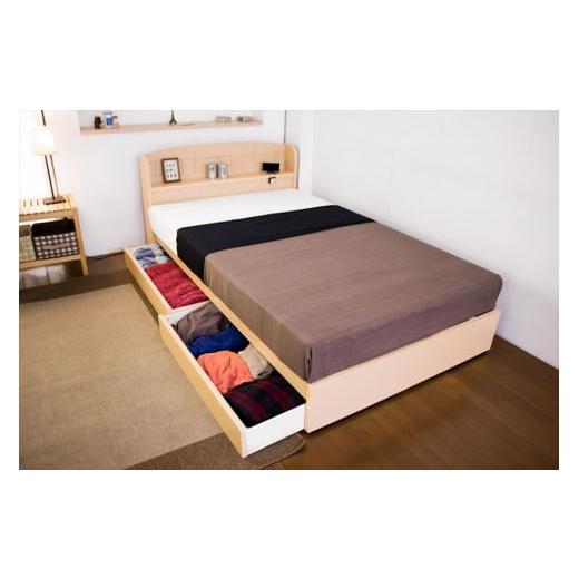 ふるさと納税 家具 愛知県 知立市 組立サービス付 A322 ダブルサイズ 棚コンセント引き出し付きカントリー調ベッド 国産ポケットコイルマットレス(108618)…