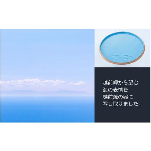 ふるさと納税 陶磁器・漆器・ガラス 福井県 越前町  e40-c001 越前焼 プレート「大地と海」水色・大中小 3点セット 食洗器 電子レンジ 対応の画像