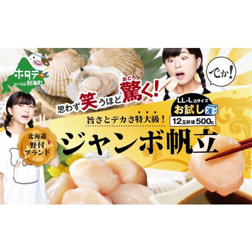ふるさと納税 魚貝類 ホタテ 北海道 別海町 思わず笑うほど驚くお試しジャンボホタテ500g 北海道 野付産 ほたて 冷凍 玉冷 ( ほたて ホタテ 帆立 貝柱 ほた…