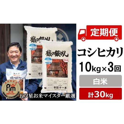 ふるさと納税 米 コシヒカリ 新潟県 柏崎市 令和7年産米 五ツ星お米マイスター厳選・3ヶ月定期便 コシヒカリ 白米 10kg(5kg×2袋)×3回(計 30kg)