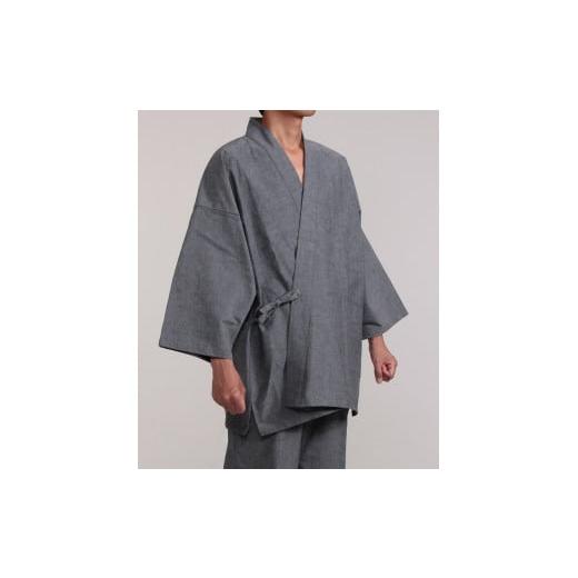 ふるさと納税 服 静岡県 牧之原市 ＼メディアで多数取り上げられています/ 作務衣 紺(細縞)・LLサイズ 染め・織り・縫製 すべて 地元 遠州製 平織作務衣 作…