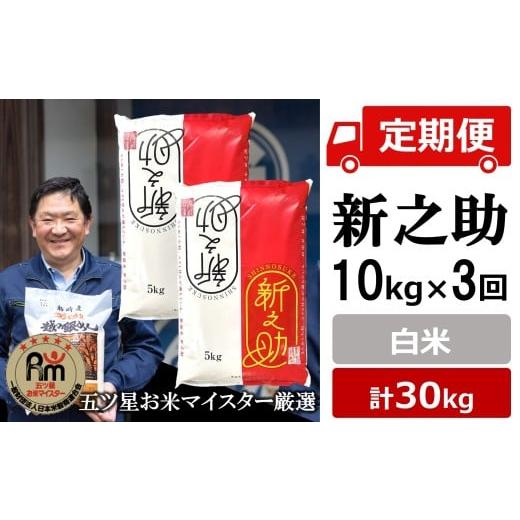 ふるさと納税 米 新潟県 柏崎市 令和7年産米 五ツ星お米マイスター厳選・3ヶ月定期便 新之助 白米 10kg(5kg×2袋)×3回(計 30kg)