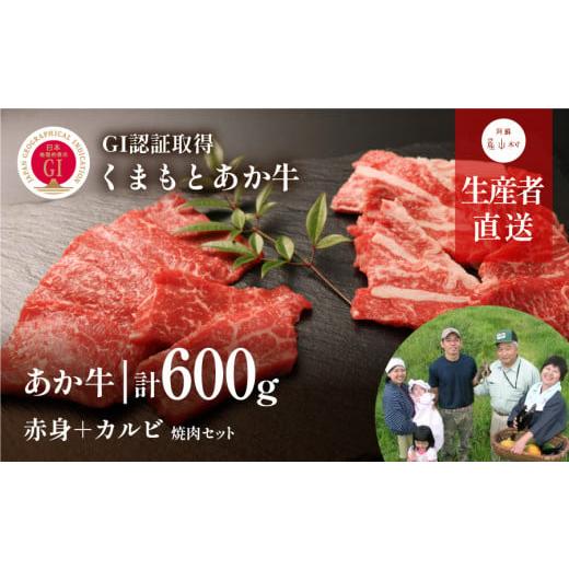 ふるさと納税 牛肉 焼肉・バーベキュー 熊本県 産山村 NHKあさイチで紹介されました くまもとあか牛 焼肉セット 赤身肉+カルビ 600g (150g×4パック) 小分け…