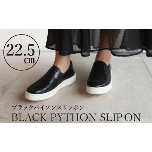 ふるさと納税 ファッション 靴 愛知県 名古屋市 本革 ブラックパイソンスリッポン(22.5cm)　靴 レザー 超軽量_1