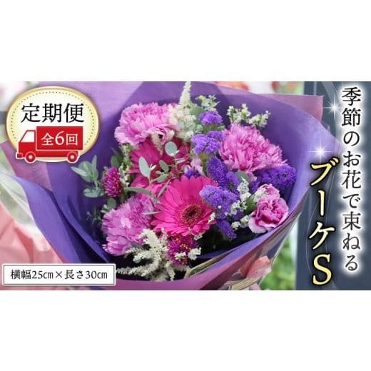 ふるさと納税 花・苗木 花束 茨城県 筑西市 定期便 季節のお花で束ねるブーケS*6回 花束 ブーケ 生花 CT007ci Sサイズ:定期便6回