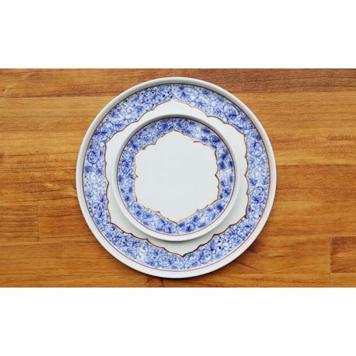 ふるさと納税 食器・グラス 皿 佐賀県 有田町  まるふくオリジナル 有田焼 桔梗渕 Round plate 2枚セット 花唐草紋 まるふく 器 うつわ 食器 ワンプレート カ…の画像