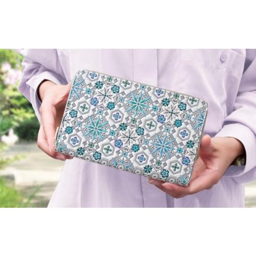 ふるさと納税 雑貨・日用品 東京都 台東区 浅草文庫 お薬手帳ポーチ[花菱柄] (カラー:アサギ(ブルー系)) アサギ(ブルー系)