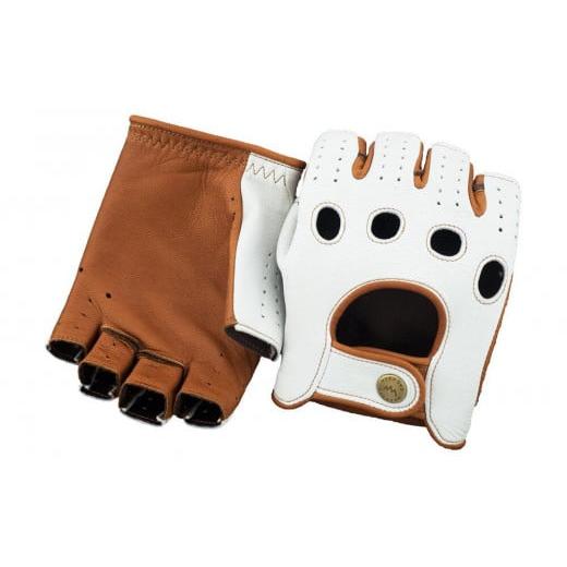 ふるさと納税 服 男 香川県 さぬき市 ドライビンググローブ ハーフフィンガー カカザン CACAZAN 革手袋 レザーグローブ カラー:アイボリー×キャラメル/サイ…
