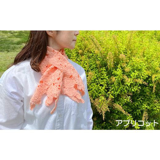 ふるさと納税 小物 ストール・マフラー 新潟県 五泉市 差し込み ショートマフラー 花柄 ( アプリコット ) オーガニックコットン100% コード刺繍 レディース …
