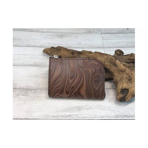 ふるさと納税 財布 神奈川県 寒川町 漉き模様革のL字ファスナーショート財布(茶) カラー:茶