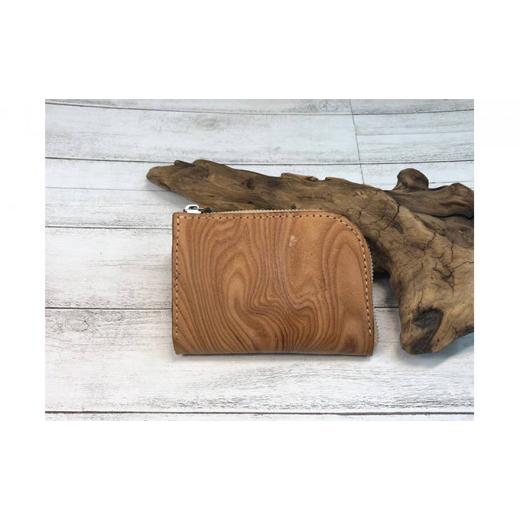 ふるさと納税 財布 神奈川県 寒川町 漉き模様革のL字ファスナーショート財布(ナチュラル) カラー:ナチュラル