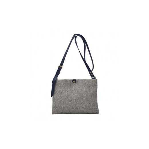 ふるさと納税 カバン ショルダーバッグ 兵庫県 豊岡市 豊岡鞄 カルド フラットWショルダー(Lグレー×ネイビー) Lグレー×ネイビー