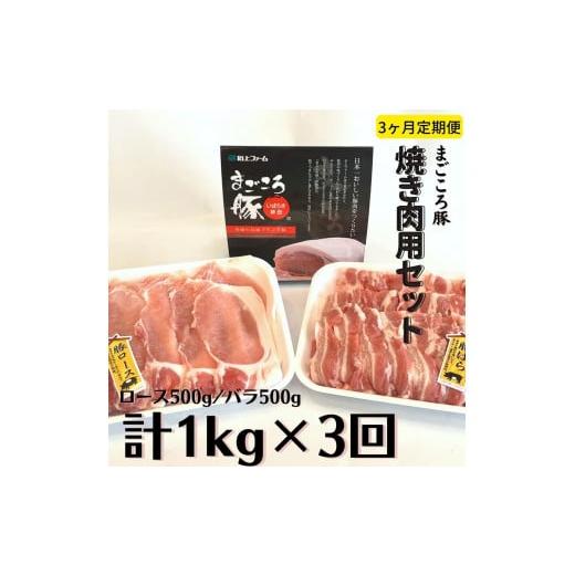 ふるさと納税 茨城県 鉾田市 [3ヶ月定期便]まごころ豚 焼き肉用1kg(ロース&バラ)×3回