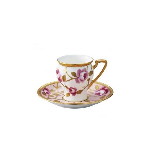 ふるさと納税 食器・グラス ティーカップ 愛知県 名古屋市 ノリタケ 「オマージュコレクション」 コーヒー碗皿 ”桃色金彩薔薇文”_1
