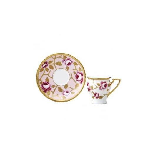 ふるさと納税 食器・グラス ティーカップ 愛知県 名古屋市 ノリタケ 「オマージュコレクション」 コーヒー碗皿 ”桃色金彩薔薇文”_2