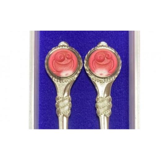 ふるさと納税 伝統技術 東京都 荒川区 梟 スプーン・フォークセット 東京七宝 (カラー:ピンク) 004-005-1 ピンク