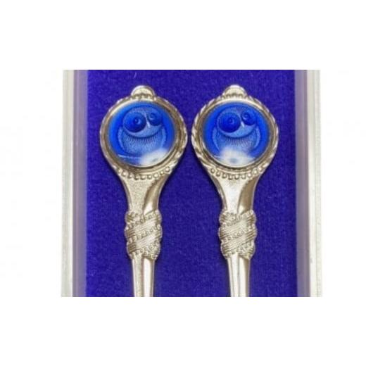 ふるさと納税 伝統技術 東京都 荒川区 梟 スプーン・フォークセット 東京七宝 (カラー:青) 004-005-3 青