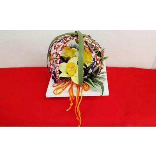 ふるさと納税 和装 高知県 高知市 水仙手まり（赤クロス付き) らんまん 花 雑貨 造花 インテリア お祝い ギフト 贈答 人気 送料無料 高知市 花工房美呂 ATCO0…の画像