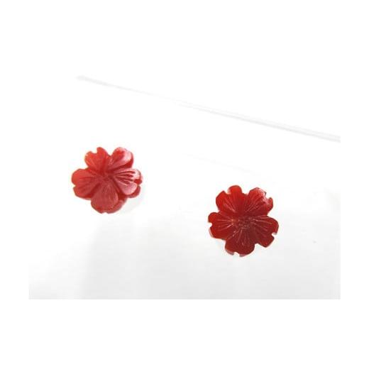 ふるさと納税 アクセサリー ピアス 高知県 宿毛市 土佐沖血赤珊瑚 桜 長径約7.0mm K18 ピアス (fpi-27)