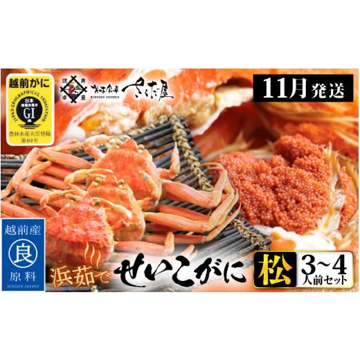 ふるさと納税 カニ ずわいガニ 福井県 越前町 浜茹で 越前せいこがに 松セット 3〜4人前 かに酢 食べ方しおり スプーン付き 雌 ズワイガニ カニ 越前ガニ セコ…