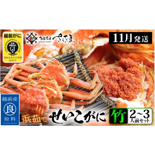 ふるさと納税 カニ ずわいガニ 福井県 越前町 浜茹で 越前せいこがに 竹セット 2〜3人前 かに酢 食べ方しおり スプーン付き 雌 ズワイガニ カニ 越前ガニ セコ…