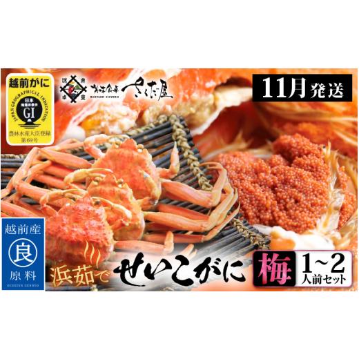 ふるさと納税 カニ ずわいガニ 福井県 越前町 e04-x012_11a 浜茹で 越前せいこがに 梅セット 1〜2人前 かに酢 食べ方しおり スプーン付き 雌 ズワイガニ カニ…
